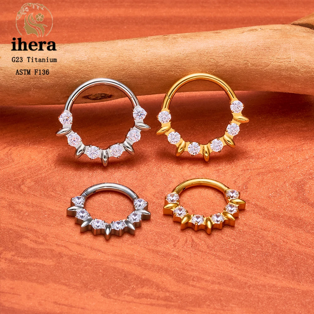 ASTM F136 Titan Birnenförmiger Zirkonia Nasenring 16G Klappbarer Clicker Segment Daith Ohrring Hoop Septum Knorpel Conch Helix Piercing Schmuck – Detail 7