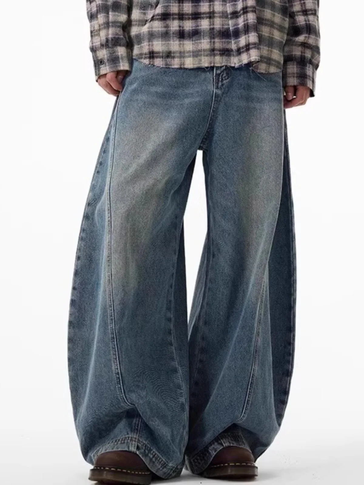 

American Retro Wide Leg Knife Pants Men's Trendy Brand Versatile Design Casual Vibe Loose Haome Loose Jeans