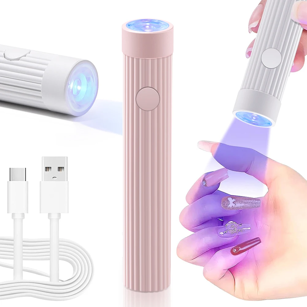 Portable Mini UV LED Nail Lamp Pen Handheld Gel Polish Dryer 10s Fast Curing Rechargeable USB Nail Glue Light Manicure Tool