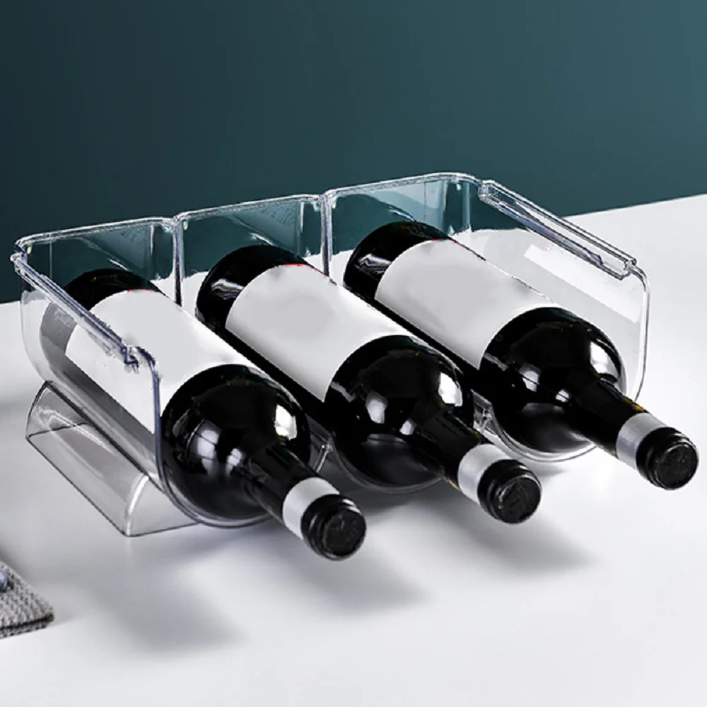 

Creative Stackable Wine Organizer Plastic Transparent Drink Beer Bottle Holder Rack For Home Display