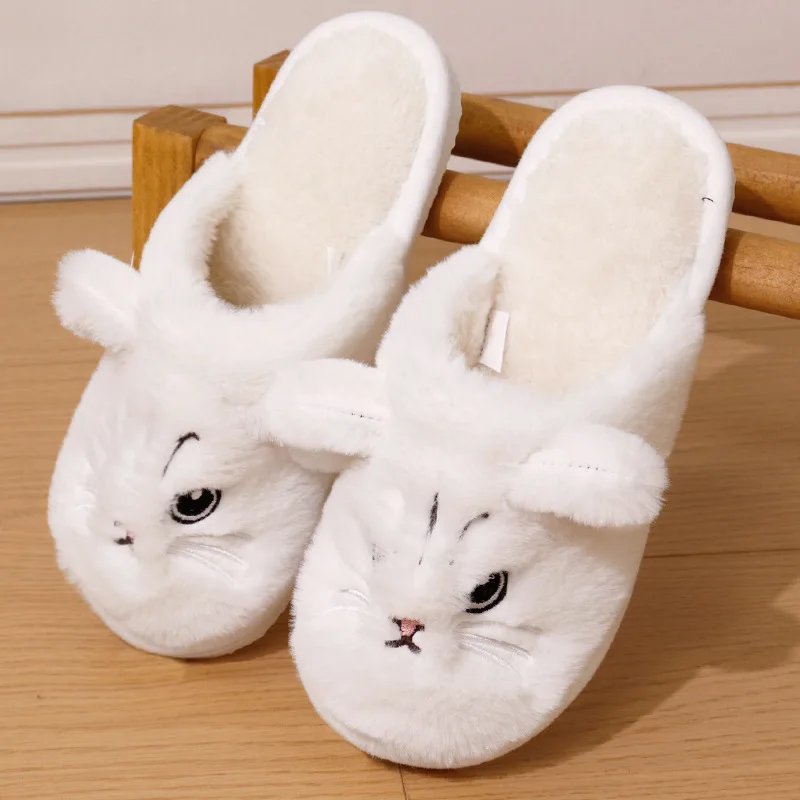 الشتاء النعال الدافئة النساء منزل غامض القط الكرتون الفراء أفخم داخلي كسول الإناث الحرارية المنزل حذاء فروي مضحك شقة الوجه بالتخبط #6