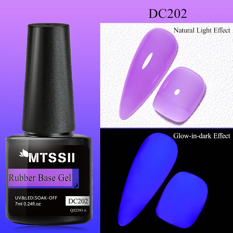 7ml Luminous Rubber Base Gel Nail Polish Pink Purple Semi Permant Varnish Soak Off UV LED Self-leveling Gel Varnishes Manicure