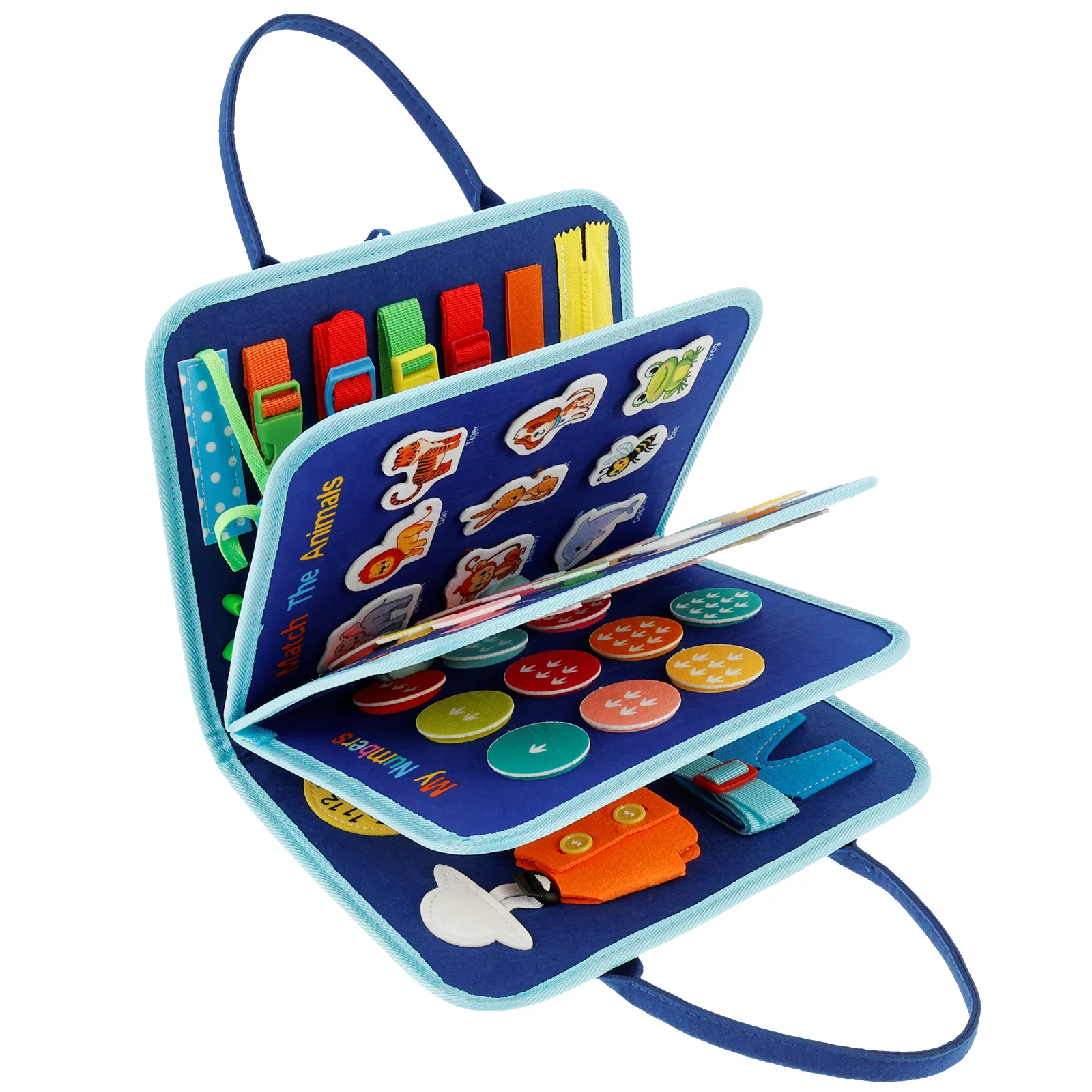 

Felt Toddler Busy Board with Handle Educational Quiet Book Portable Toddler Travel Toy for Boys Girls Kids Learning Fine Motor