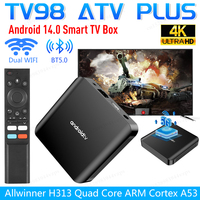 Android 14.0 4K TV Box TV98 ATV PLUS Media Player HD Set Top Box  2. 4G 5G Dual WIFI BT5.0 Allwinner H313 TV BOX with Remote