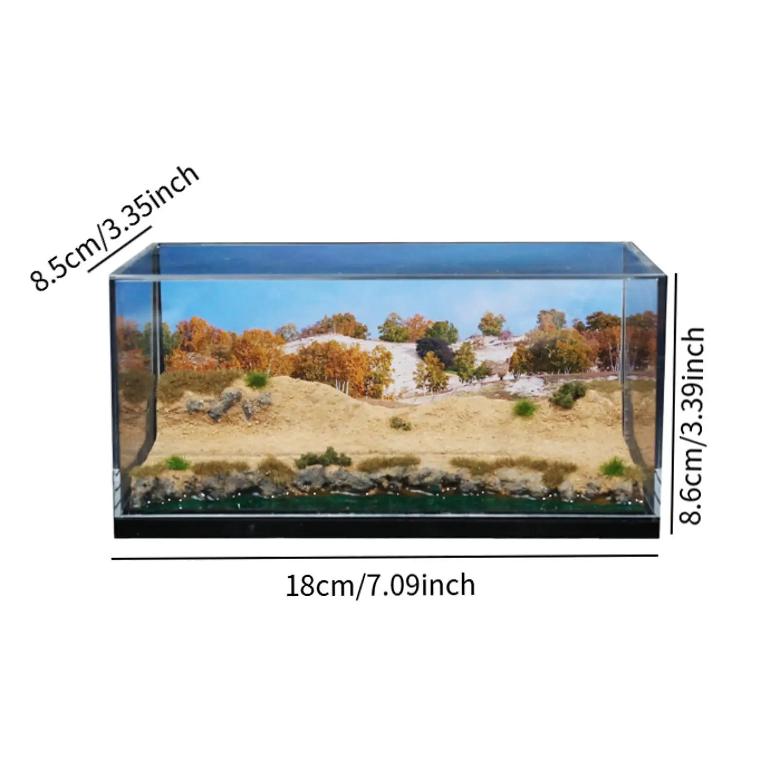 Maßstab 1:64 Desert Lake Scene Diorama Desktop Decor Collection mit Acrylabdeckung, kreatives szenisches Diorama-Display für Automodell