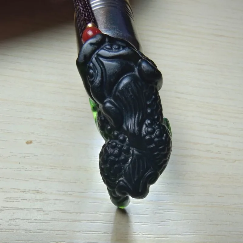 

New Dark Green Jade Lucky Pixiu Pendant Lantian Ink Jade Piqiu Necklace Ping An Jade Pendant Couple