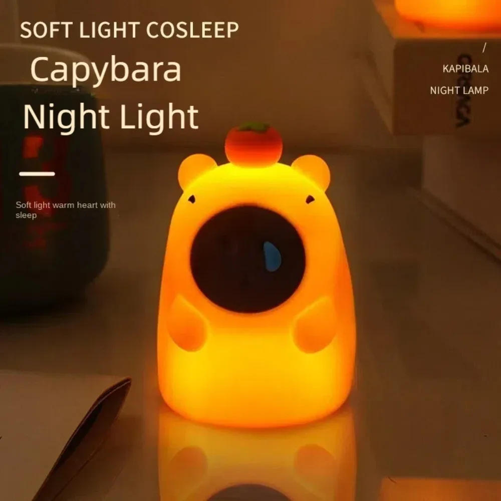 Lampu malam Kapybara tahan lama lampu silikon isi ulang lucu lampu kamar tidur Dekorasi Desktop lampu tepuk hadiah anak-anak