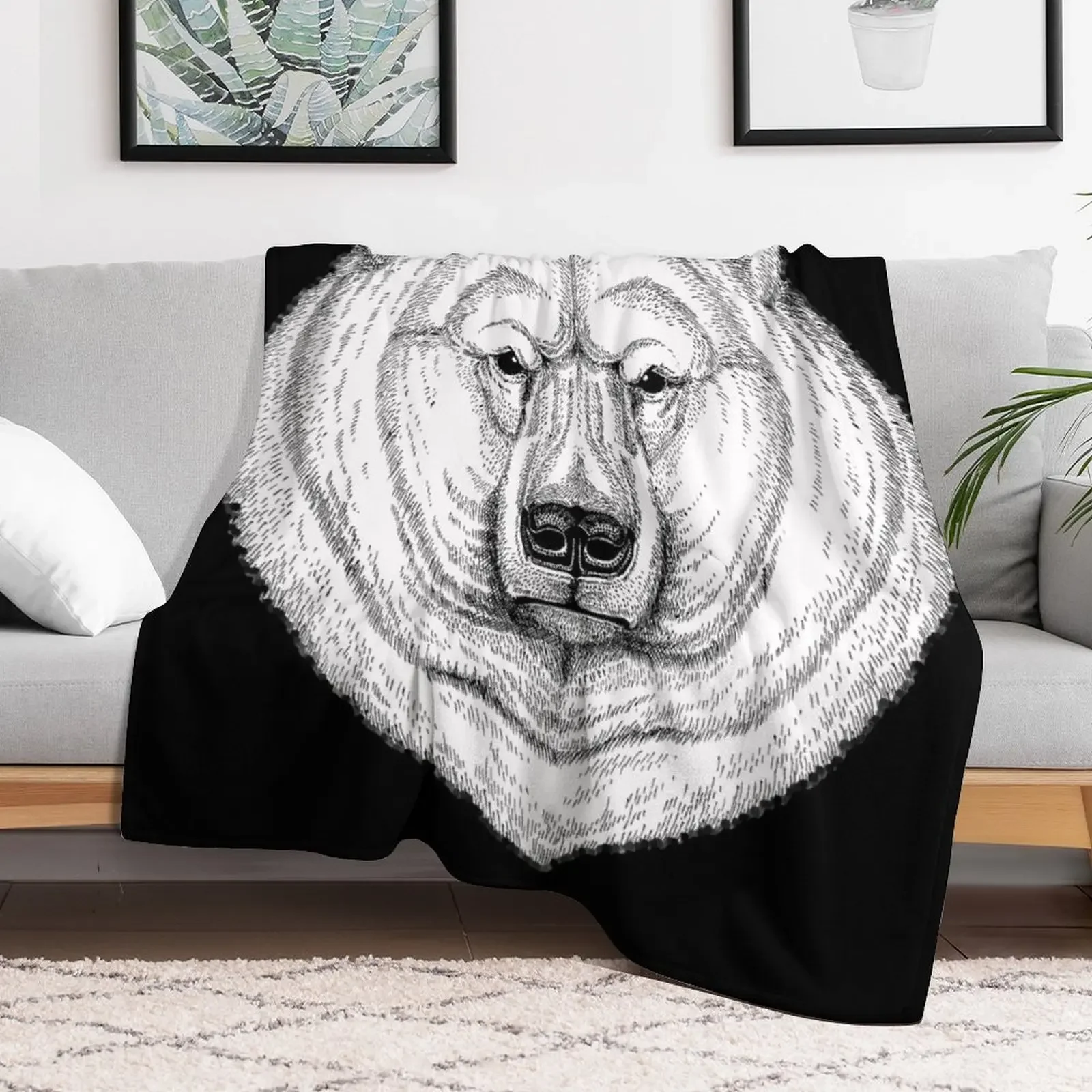 POLAR BEAR DRAWING Throw Blanket Soft Warm Blanket Gift for Men Women Adults