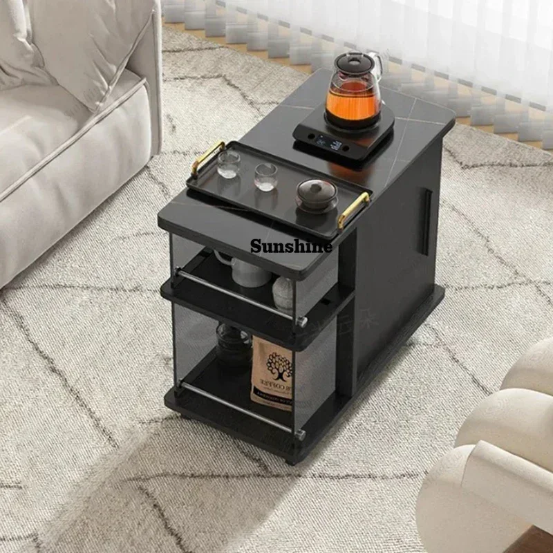 Luxury Black Side Table Storage Portable Beauty Modern Design Safe Side Table Space Saving Relaxing Mesas Bajas Salon FurnitureT