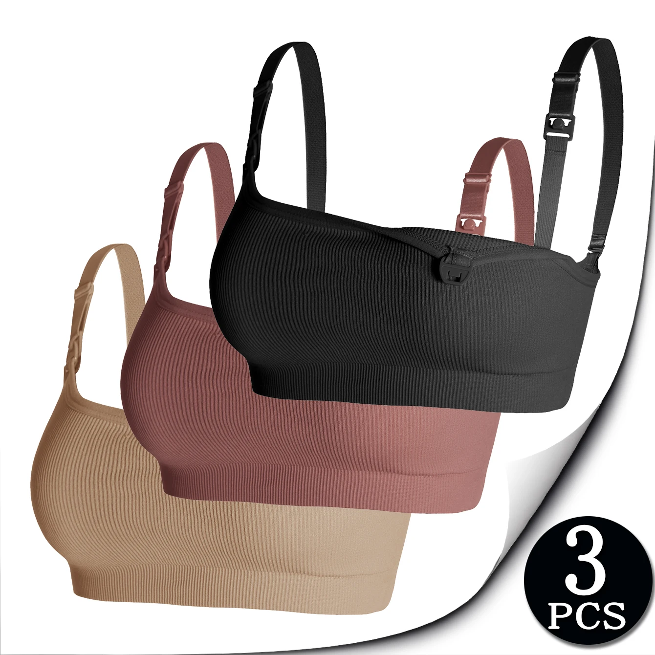 

3-piece breastfeeding underwear for pregnant women, one-piece bra, front open button multi-color bra, dual-use comfort during pr
