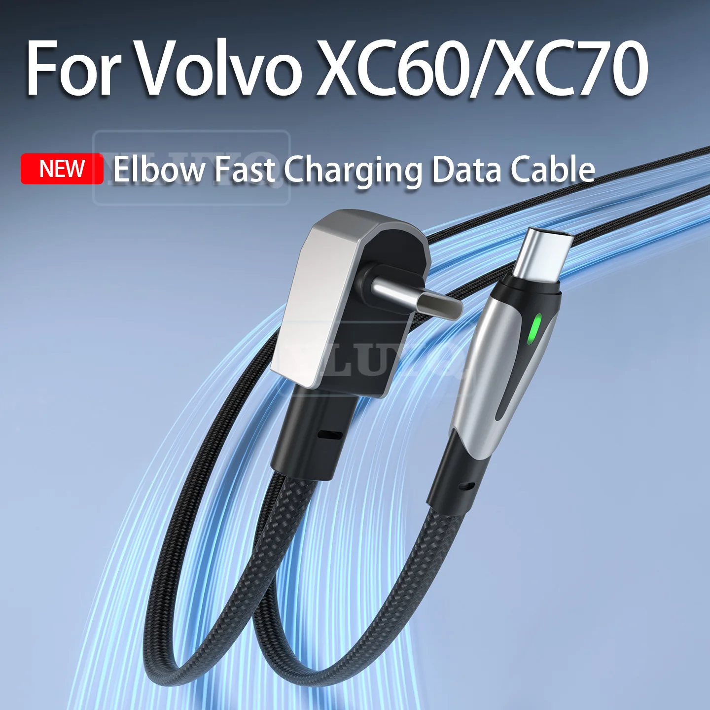 For Volvo XC70 XC60 car data cable, angled charging cable TYPE-C mobile fast charging cable, car accessories