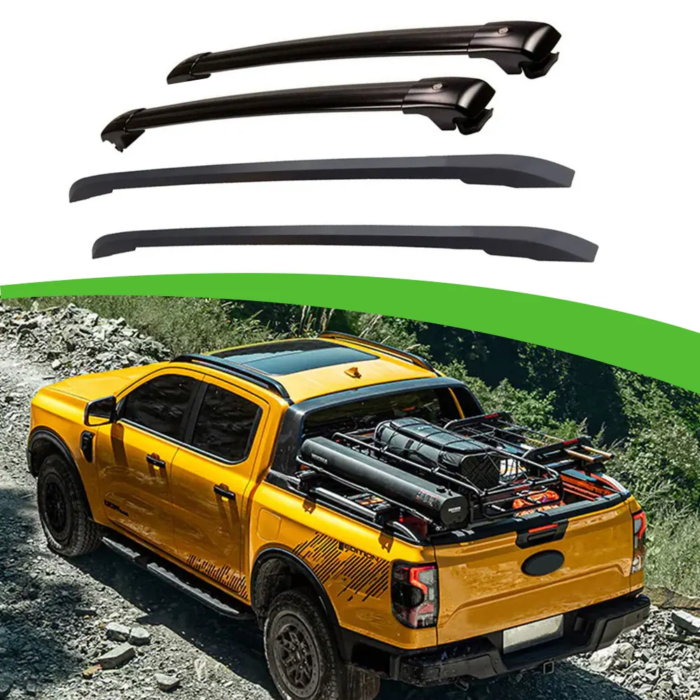 4Pcs Aluminum Roof Rail Racks Holder Cross Bar Fits For Ford Ranger T9 2023 2024