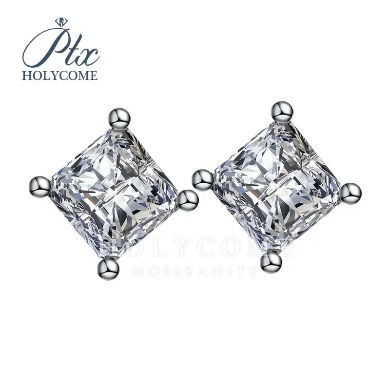 

White D VVS1 Moissanite Ear Studs S925 Sterling Silver Sparkling Elegant Eardrops for Friend Party Jewelry DIY Gift