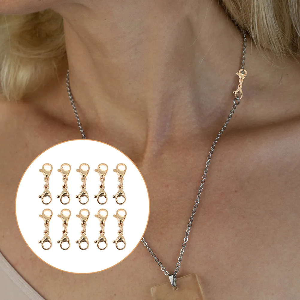 

10 шт. застежек-карабинов из нержавеющей стали для изготовления ювелирных изделий, ожерелий, браслетов, шнурков, брелоков, фурнитура для рукоделия, крючки-застежки