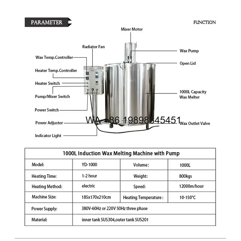 Wmwmnu CE Certified Insulated Heating Wax Melting Tank Large Capacity for Soy Beeswax Candle Making Factory Bulk