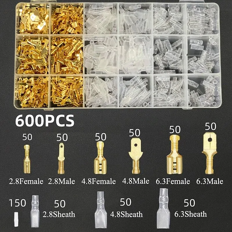 600 Pieces Of Gold Docking Terminal Set, Terminal Sheath, Male And Female Docking Terminal Box Packaging