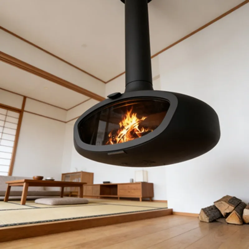 Wood Burning Stove Indoor Freestanding Hanging Fireplace Heater Transparent Glass Carbon Living Room Hotel view 6