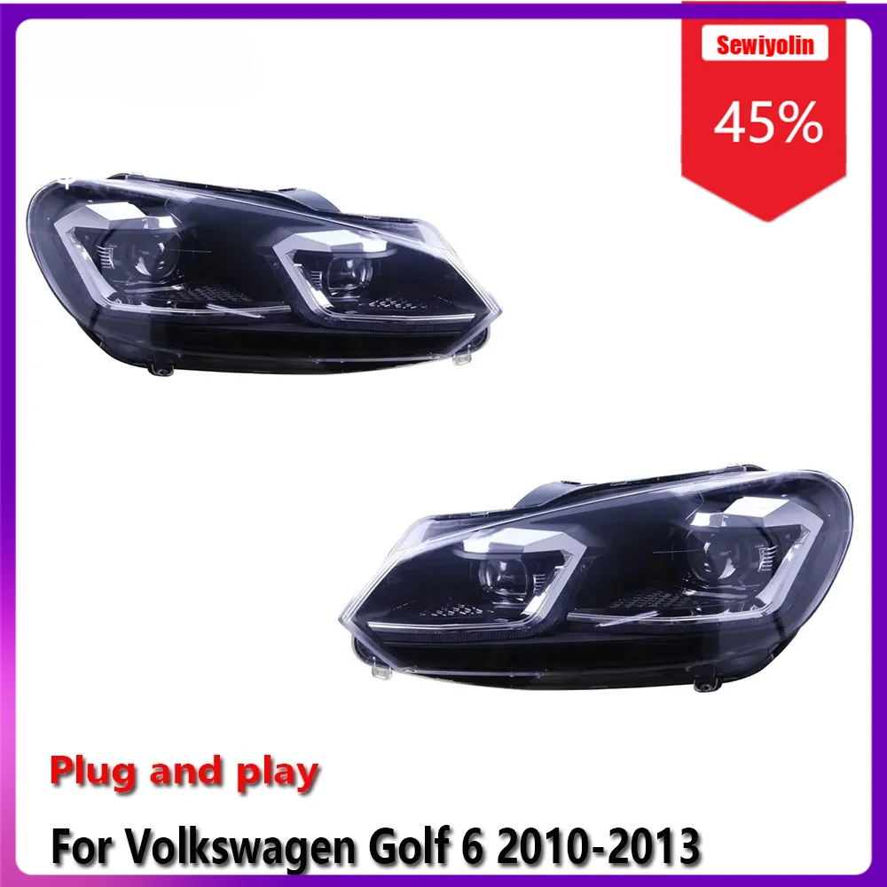 

Sewiyolin Car LED Lamp Headlight Assemblies For Volkswagen Golf 6 2010-2013 Fog DRL Brake Turn Signal Lamp Plug And Play