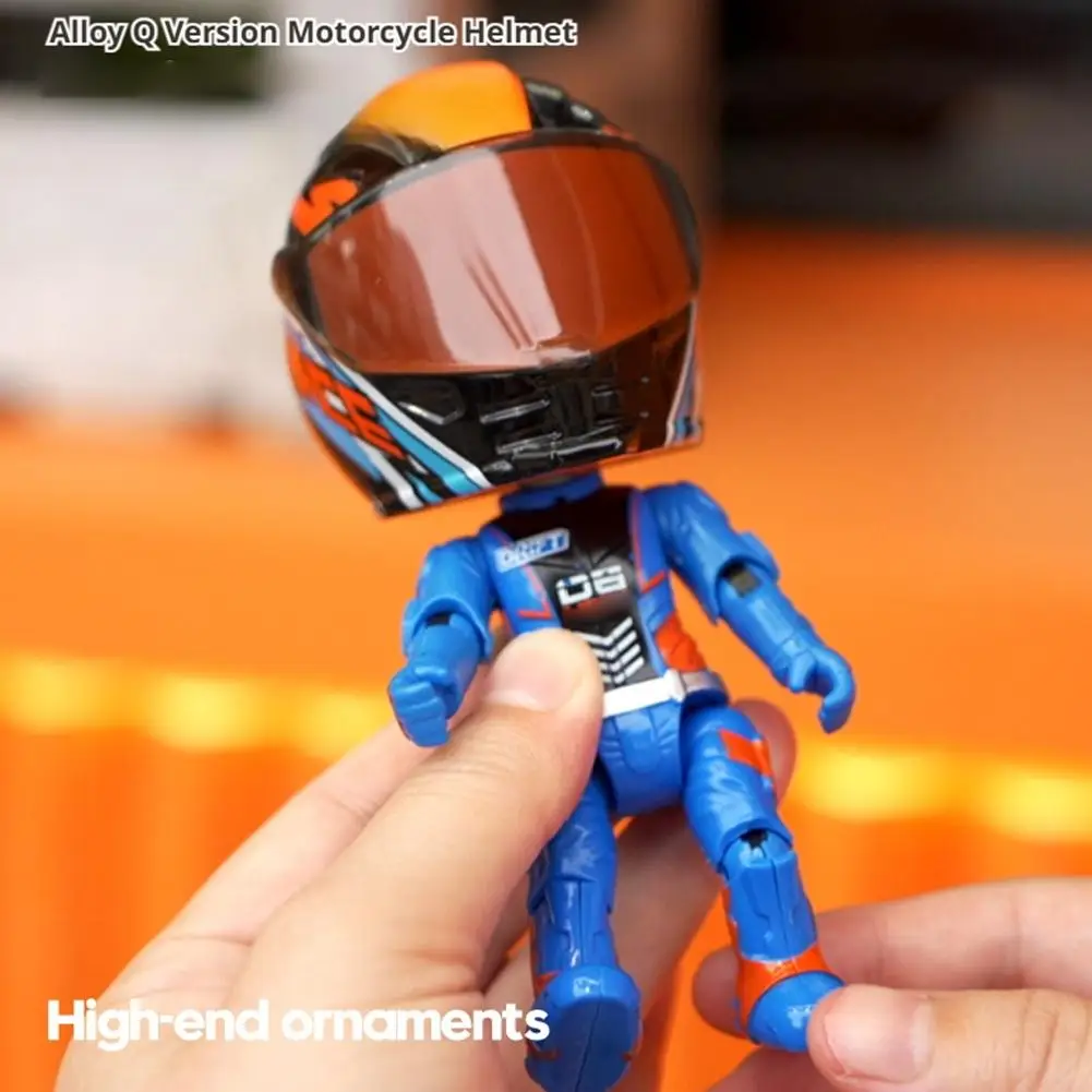 Motorcycle Racer Action Figure Toy With Removable Helmet Movable Limbs Flexible Transform Figurine Model Man Children's Gift