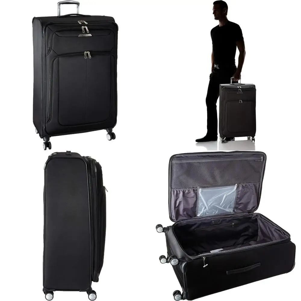 

Расширяемый мягкий боковой спиннер для багажа большой вместимости, полуночный черный, 29 дюймов, идеально подходит для путешествий и проверенного багажа.