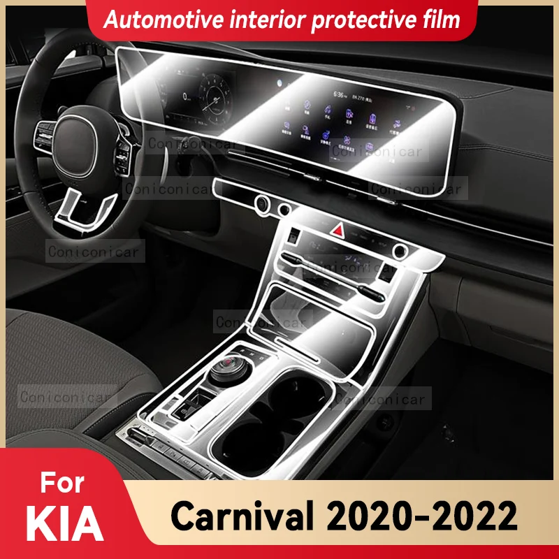 

For KIA Carnival 2020 2021 2022 TPU Gearbox Panel Film Dashboard Screen Protective Sticker Interior Anti-Scratch Car Accessories