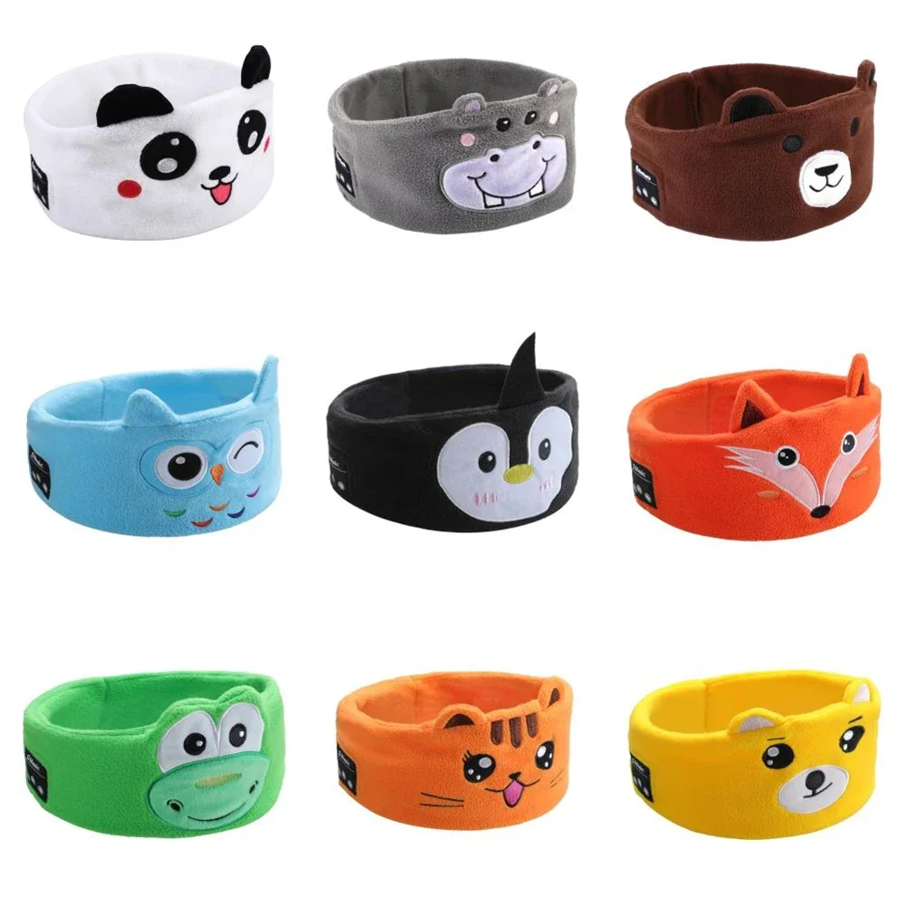 Soft Kids Animal Headband Activate SIRI Hi-Fi Stereo Bass Music Sleep Eye Mask Wireless Bluetooth-compatible Headphones with Mic