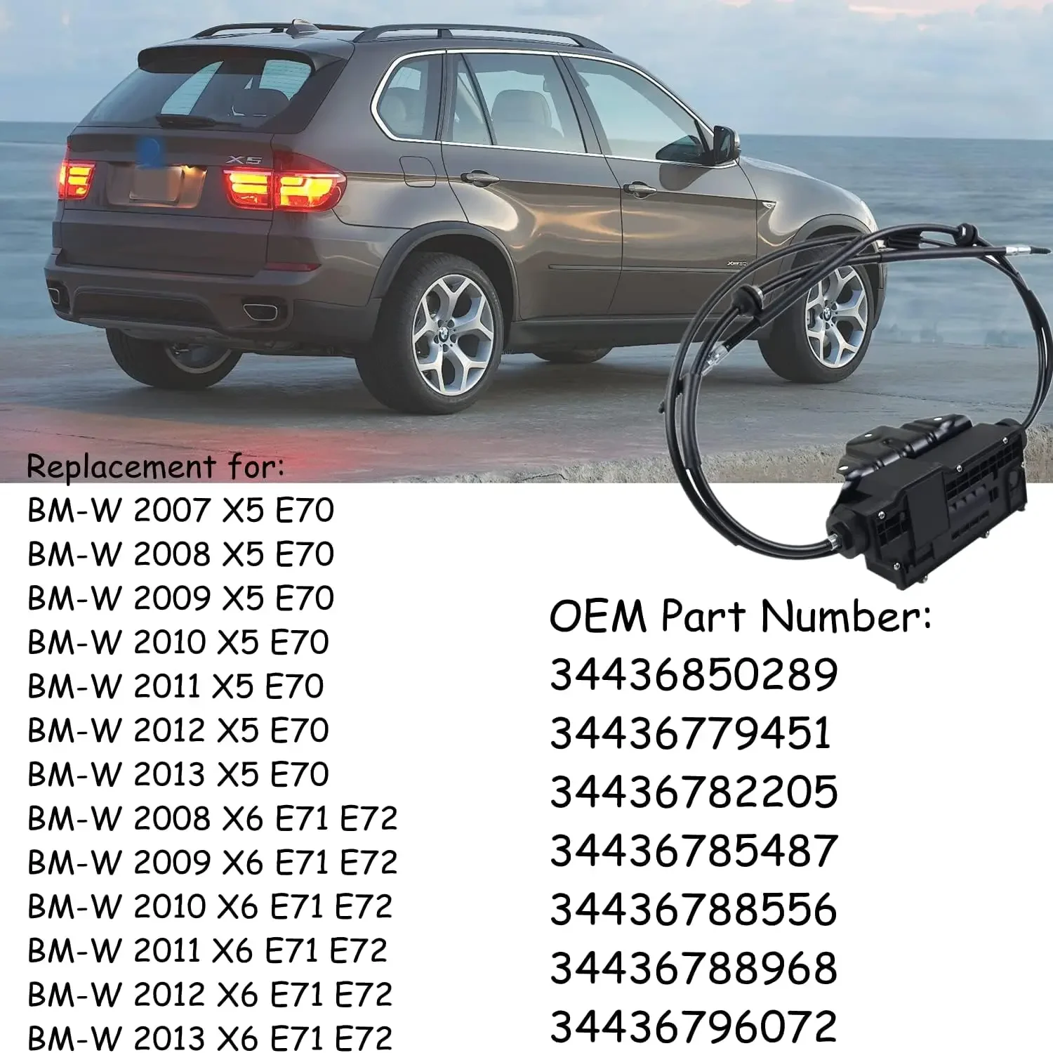 Electric Parking Brake Handbrake Actuator with Control Unit for BMW X5 E70 X6 E71 E72 34436850289 34436782205 34436788556