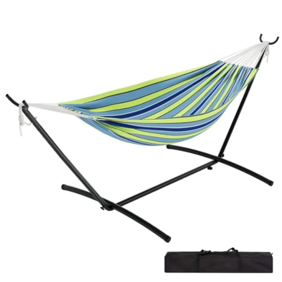 

Heavy Duty 2 Person Hammock with Stand Included 450LBS Weight Ccity Adjustable Steel Frame Portable Carrying Bag Outdoor Indoor