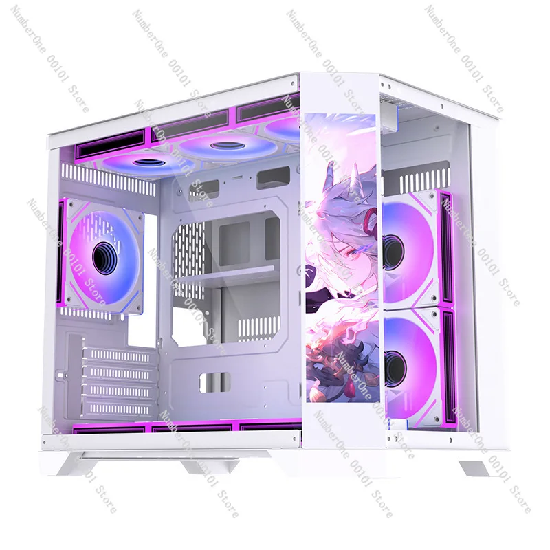 Desktop Gaming PC Case Panoramic Sea View Tempered Glass Computer Chassis Support 360mm Water Cooling