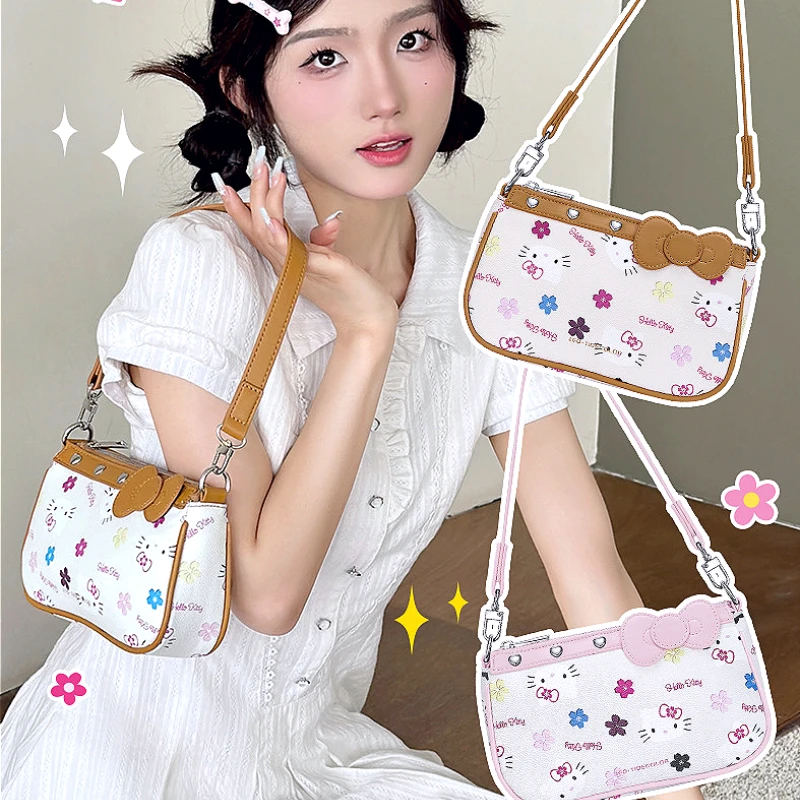 

Kawaii Hellos Kittys Tote Bag, милая мягкая сумка из искусственной кожи на одно плечо, женская дорожная сумка большой вместимости, подарки для девочек