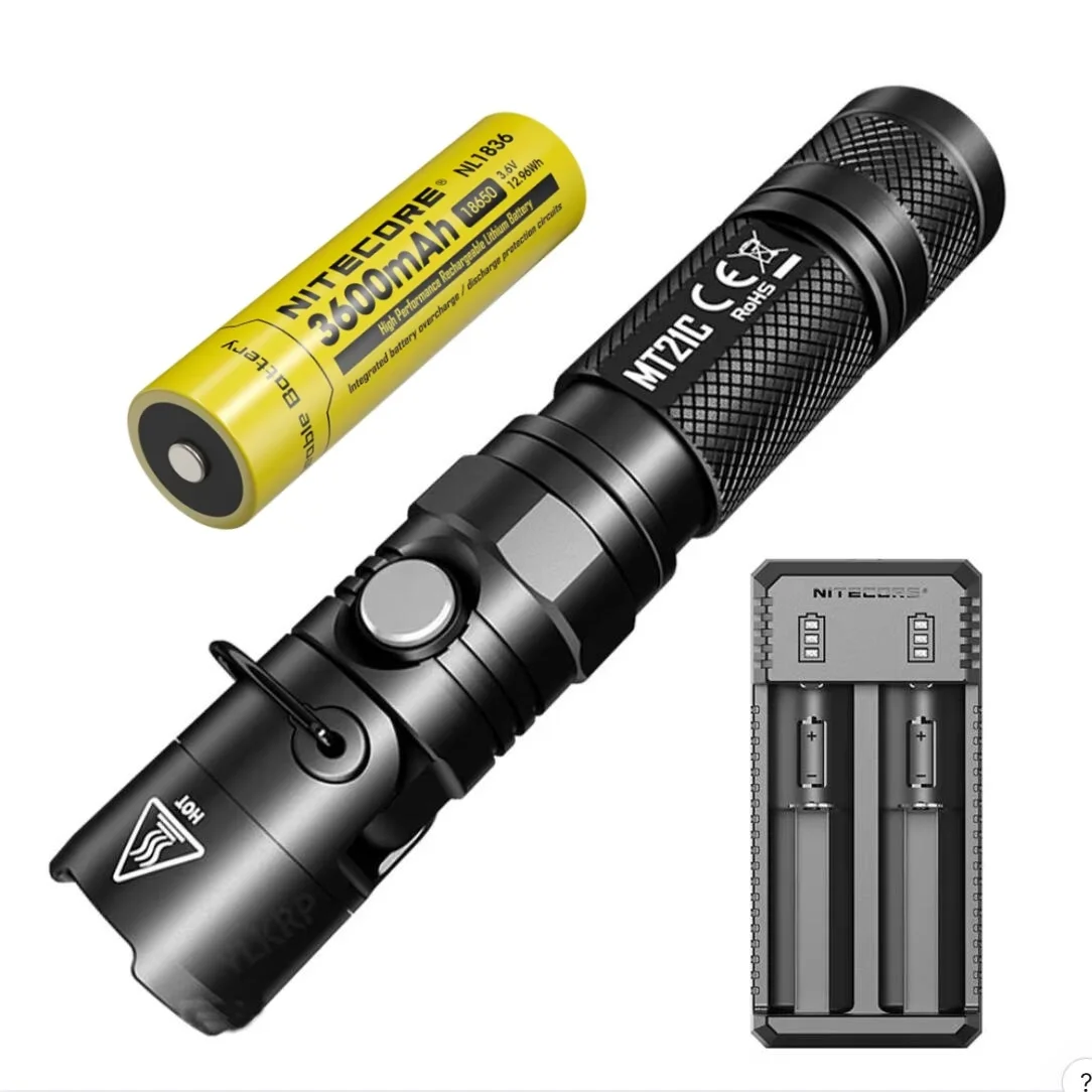 NITECORE MT21C Handheld Tactical Flashlight XP-L HD V6 max 1000 Lumen 90 degree adjustable Outdoor Sports torch rescue light