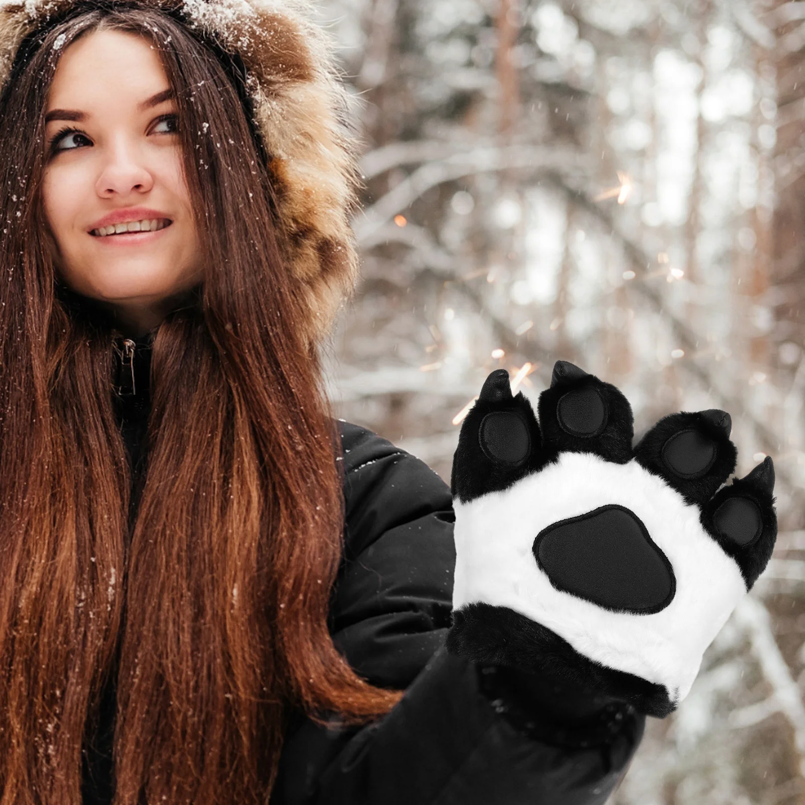 

1pc Bear Claw Gloves Animal Palm Gloves For Cosplay Party Decorations Warm Winter Handwear Photo Props Role Play