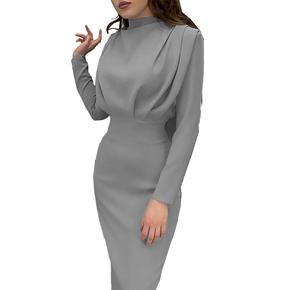 

Fashion forward Women's Cocktail Club Wrap Dress, Long Sleeve Bodycon Maxi Dress, for Night Celebrations