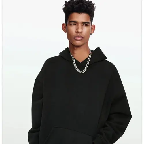 Sudadera con capucha de tela de rizo estampada de talla grande holgada estilo callejero americano BD Sports fitness