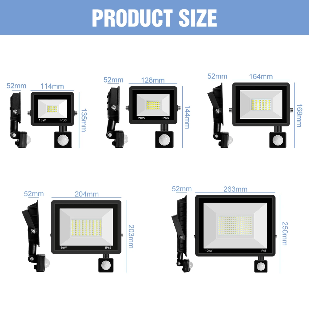 LED Motion Sensor PIR Floodlight Outdoor Lighting Reflector LED Wall Lamp Waterproof Flood Light Garden Spotlight Street Bulb