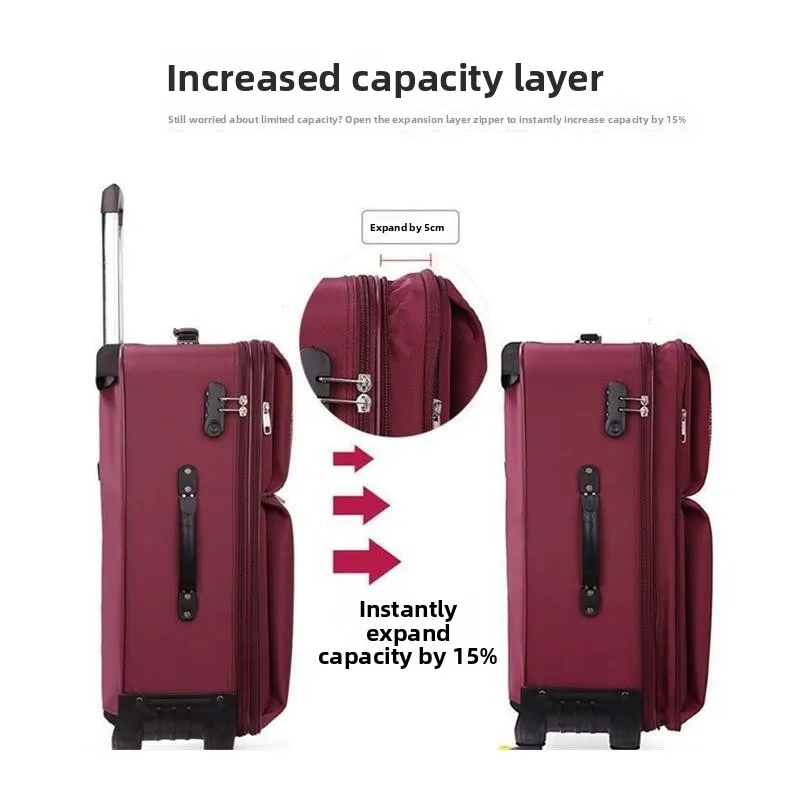 Valigia da viaggio in tessuto bue con password Lo Borsa da viaggio per studenti da 20 pollici 24 pollici ex Borsa da trasporto Valigia con rotelle