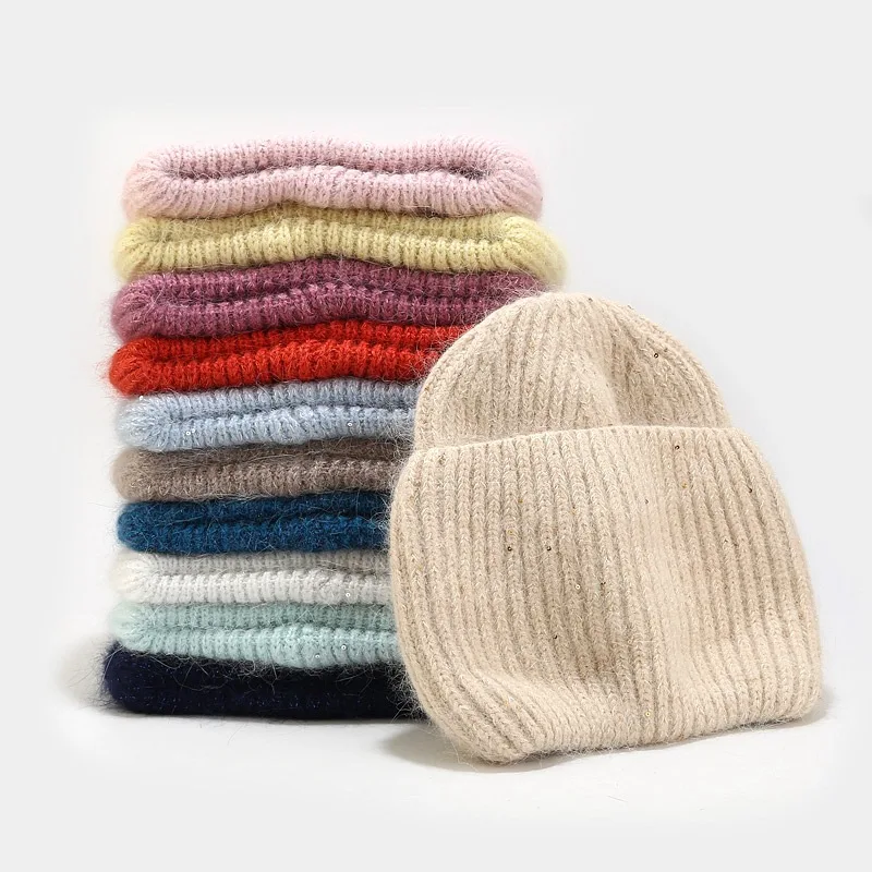 

2024 Rabbit Beanies Warm Hats for Women Beanie Men Bonnet Chapeau Femme Gorras Para Mujer Casquette Hat Cap Gorros Invierno Caps