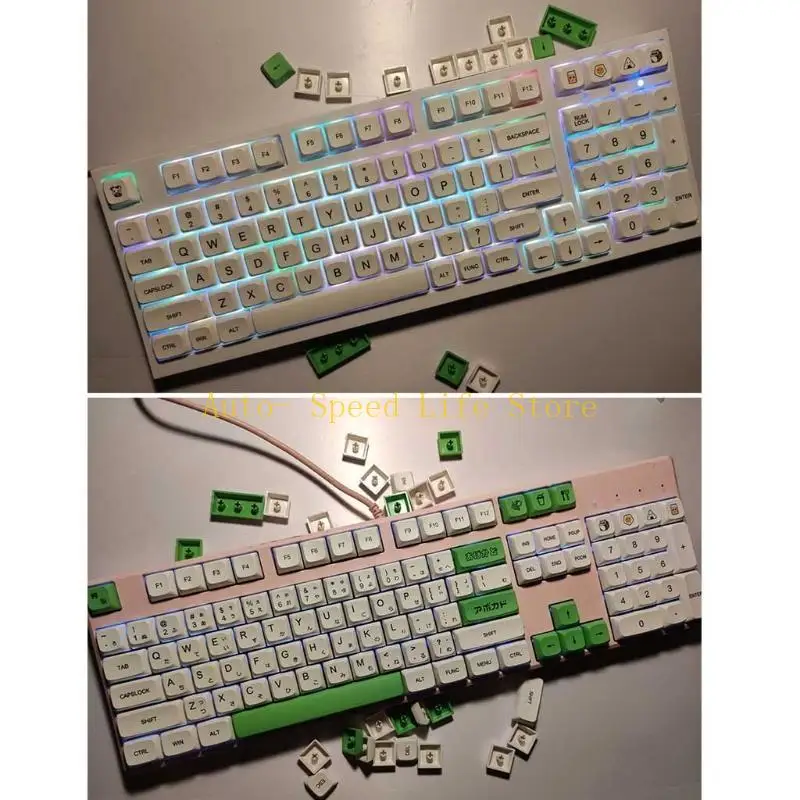 

02DA 137 for Key Avocado Keycaps XDA Profile Dye-Sub PBT Keycaps For Mechanical Keyboard GK61 64 84 96 Layout