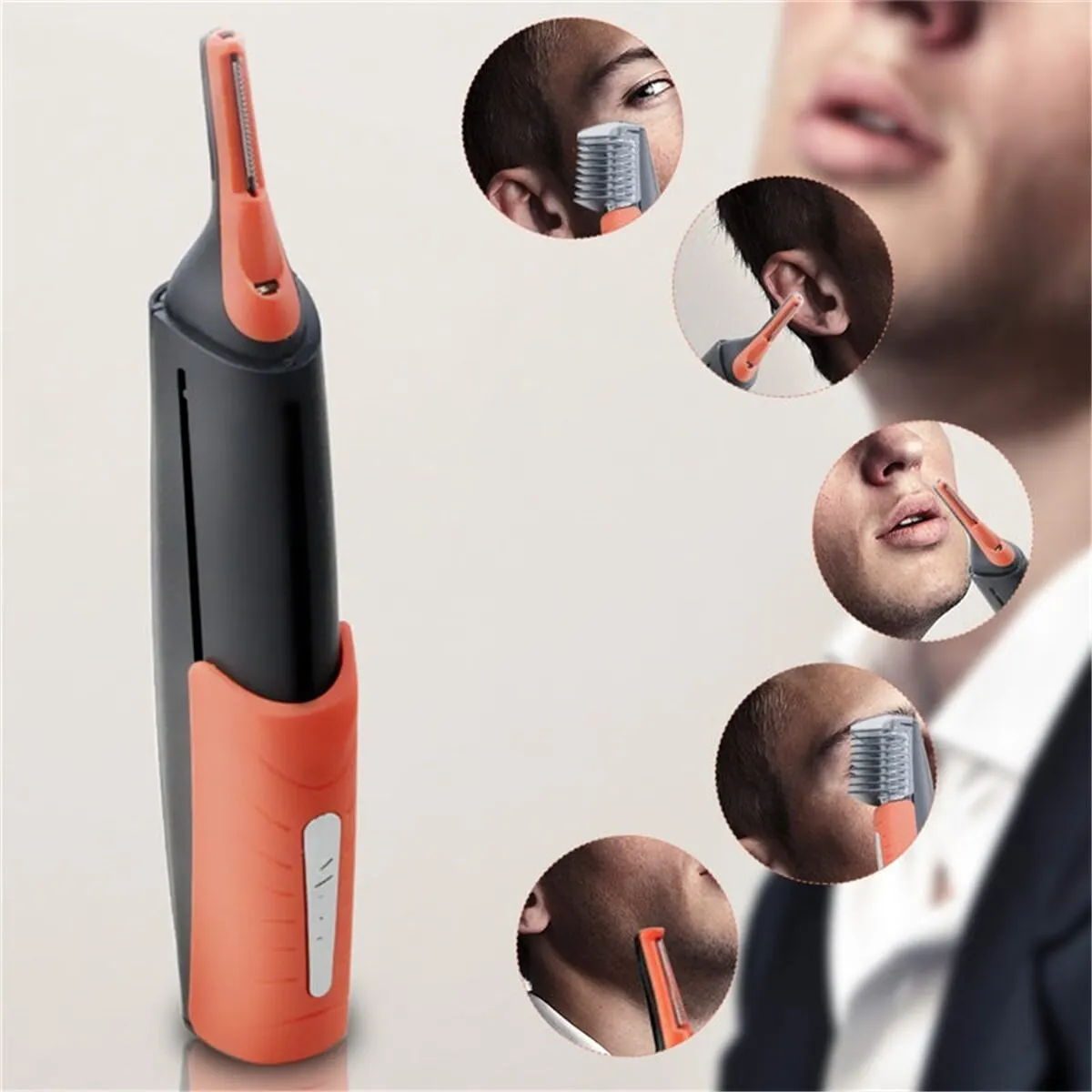 Double ended shear scissors micro personal beard hair touch trimmer Shaver grooming remover Anti-skid control handle with LED işık