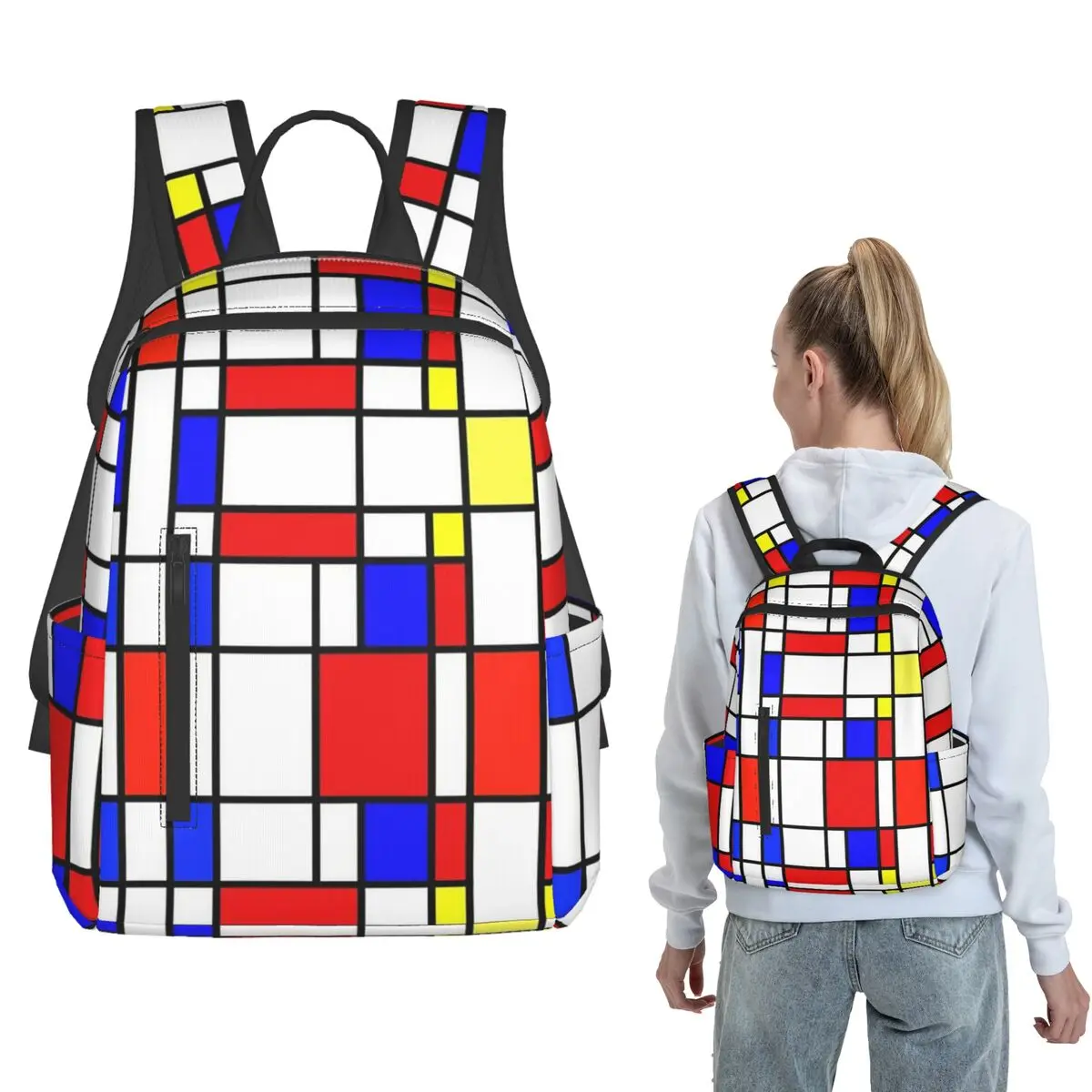 Piet Mondrian De Stijl Backpack Large Capacity Boys Girls BookBag School Bag Shoulder Bags for Men Women
