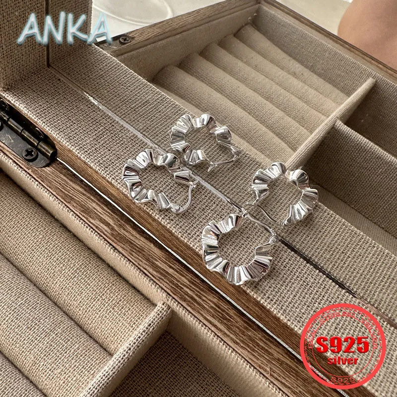 

ANKA NEW S925 Silver Lace Women's Earrings Buckles Fashionable Minimalist Style Niche Design Earrings Earrings Jewelry