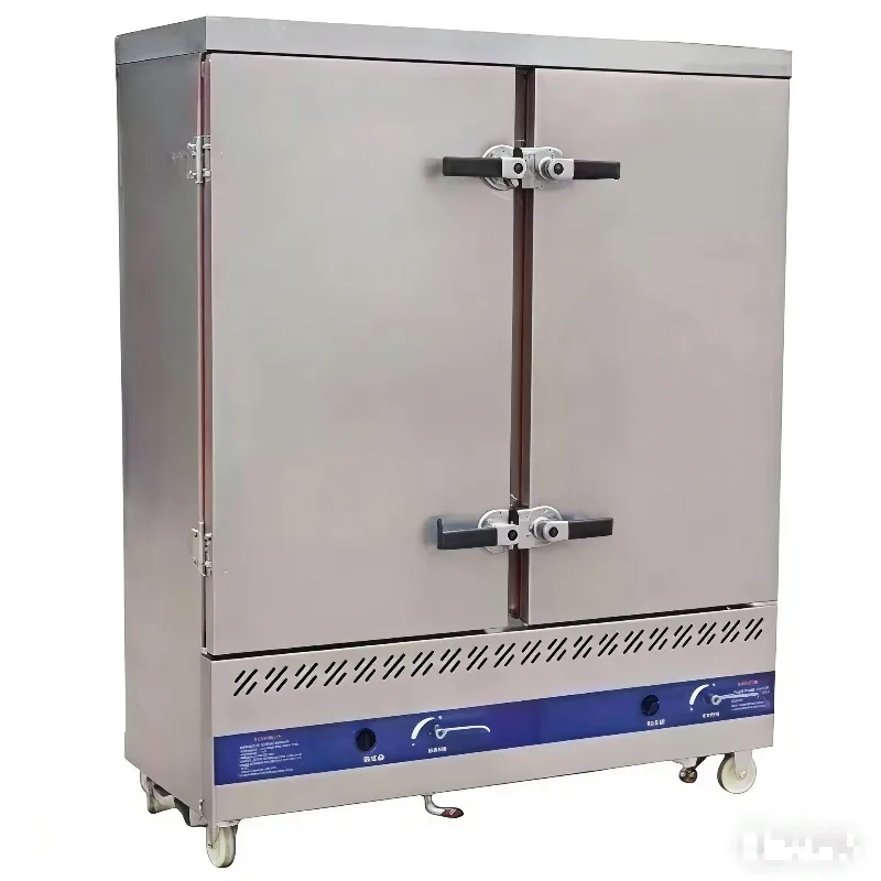 Intelligent Double Door Commercial Rice Steamer 24 Plate 304 Stainless Steel Microcomputer Control Large Pressure Steamer