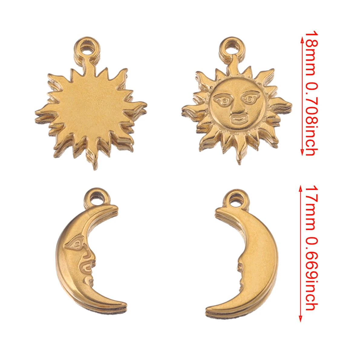 10pcs Stainless Steel Moon Smile Face Sun Charms Fashion DIY Stainless Steel Necklace Bracelet Jewelry Crafts Making Supplies