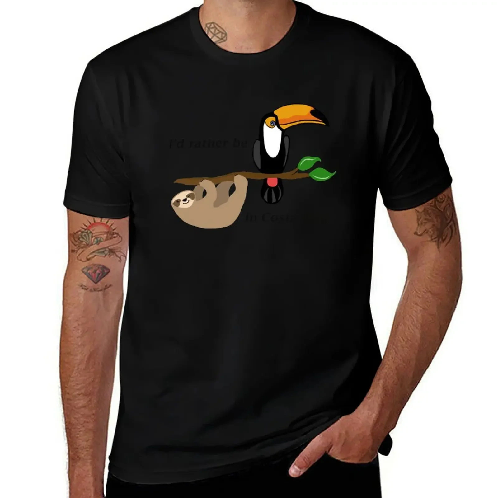 I'd rather be in Costa Rica, sloth and toucan T-Shirt essential t shirt anime clothes fruit of the loom mens t shirts