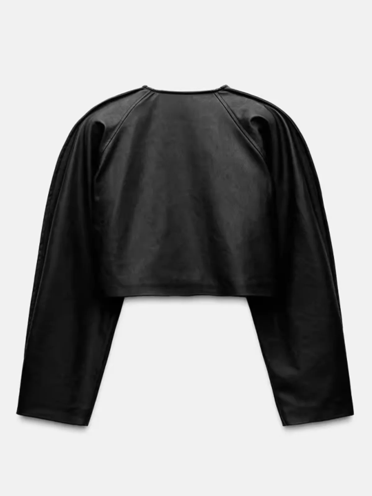 เสื้อแจ็คเก็ตหนังทรงกลมสำหรับผู้หญิง คอลเลคชั่นต้นฤดูใบไม้ร่วง 2024 รุ่นใหม่ สไตล์ลำลอง ทรงเข้ารูป แขนยาว ปิดด้วยซิป