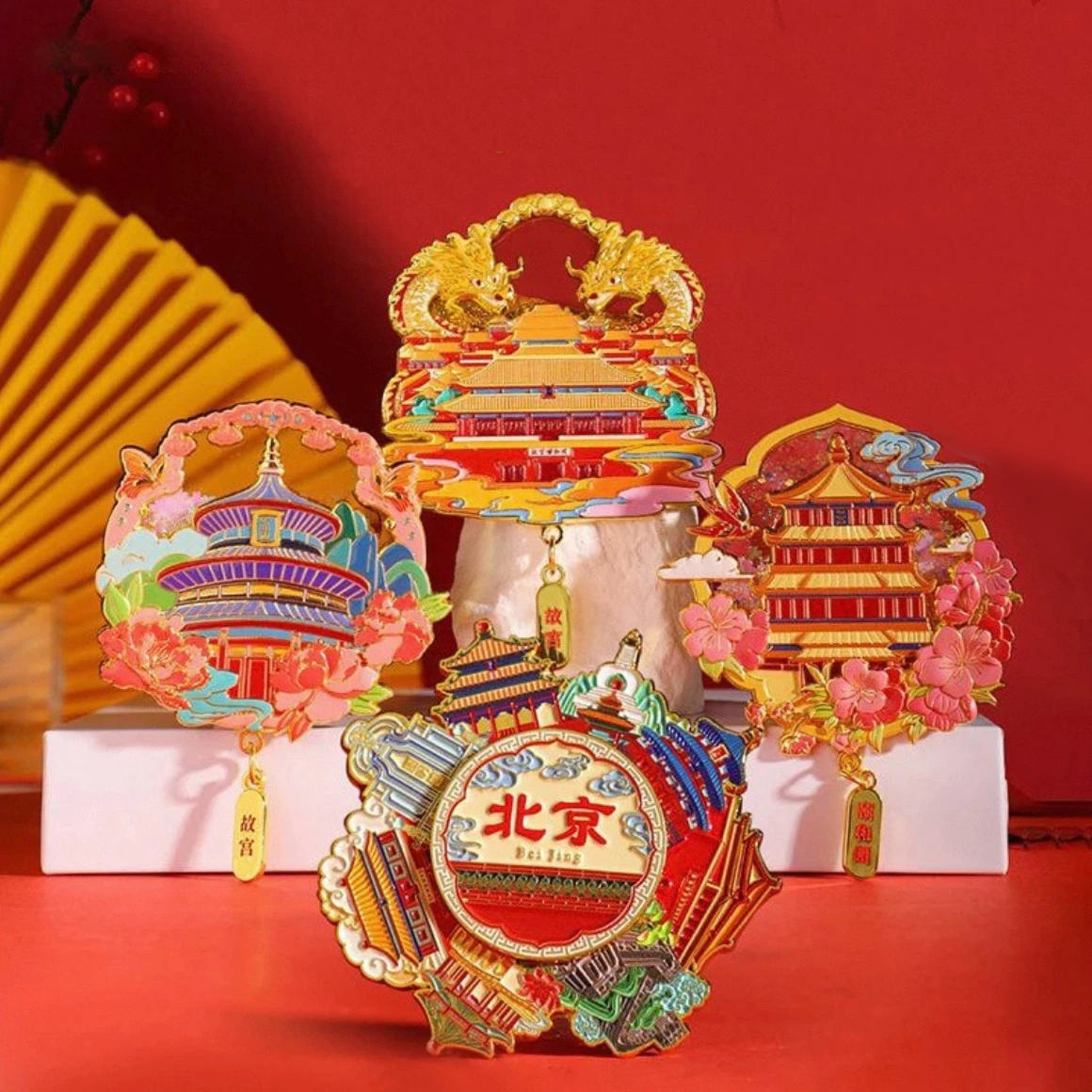 Magnet Kulkas Beijing dengan Desain Pasir Hisap Logam Suvenir dan Hadiah Pariwisata Budaya dan Kreatif