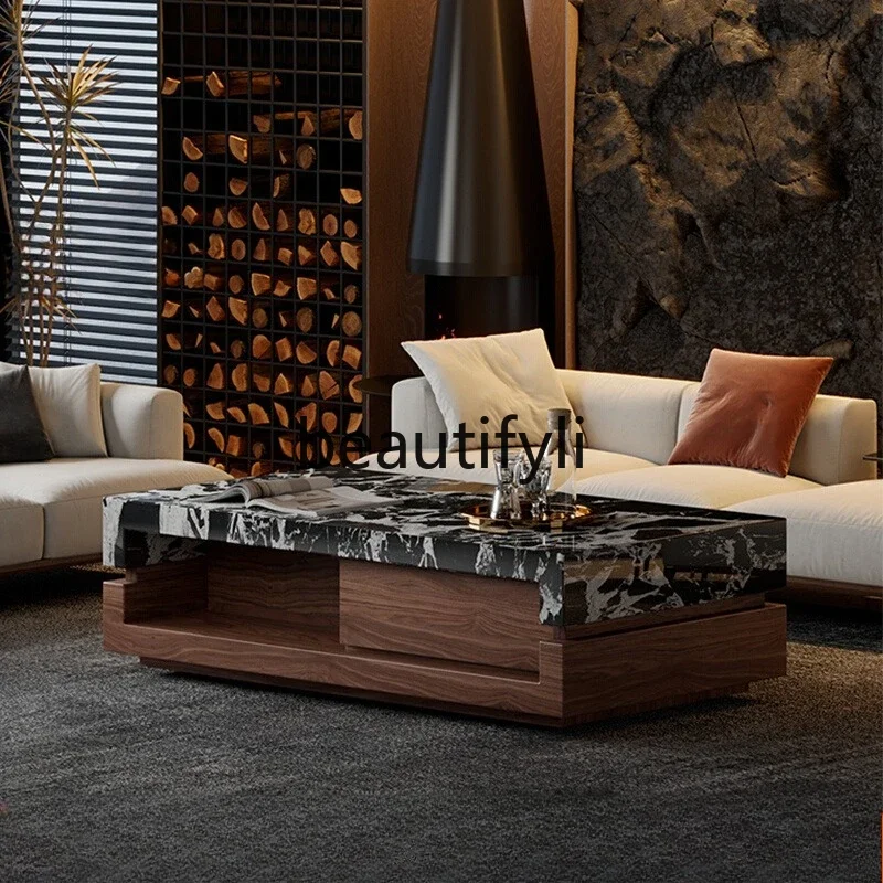 

zqxMarble luxury stone coffee table living room home walnut light luxury high sense