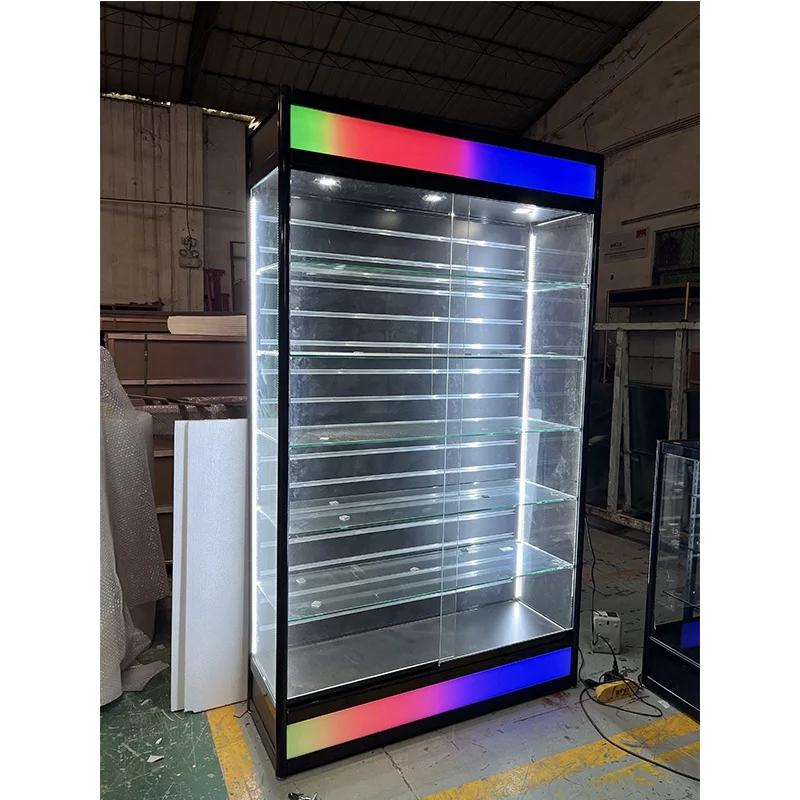 

custom.Wall Standing Display With controllable colored lights for Smoke Shop