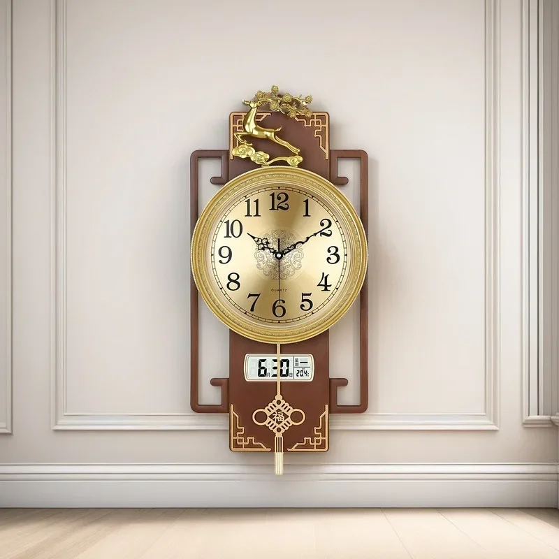 New Chinese-style household with temperature calendar wall-mounted clock quartz clock