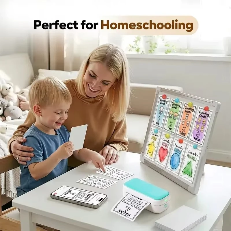 Phomemo M03C Mini Thermal Printer, Printer for Learning Flash Cards, Mini Sticker Printer Inkless Printer